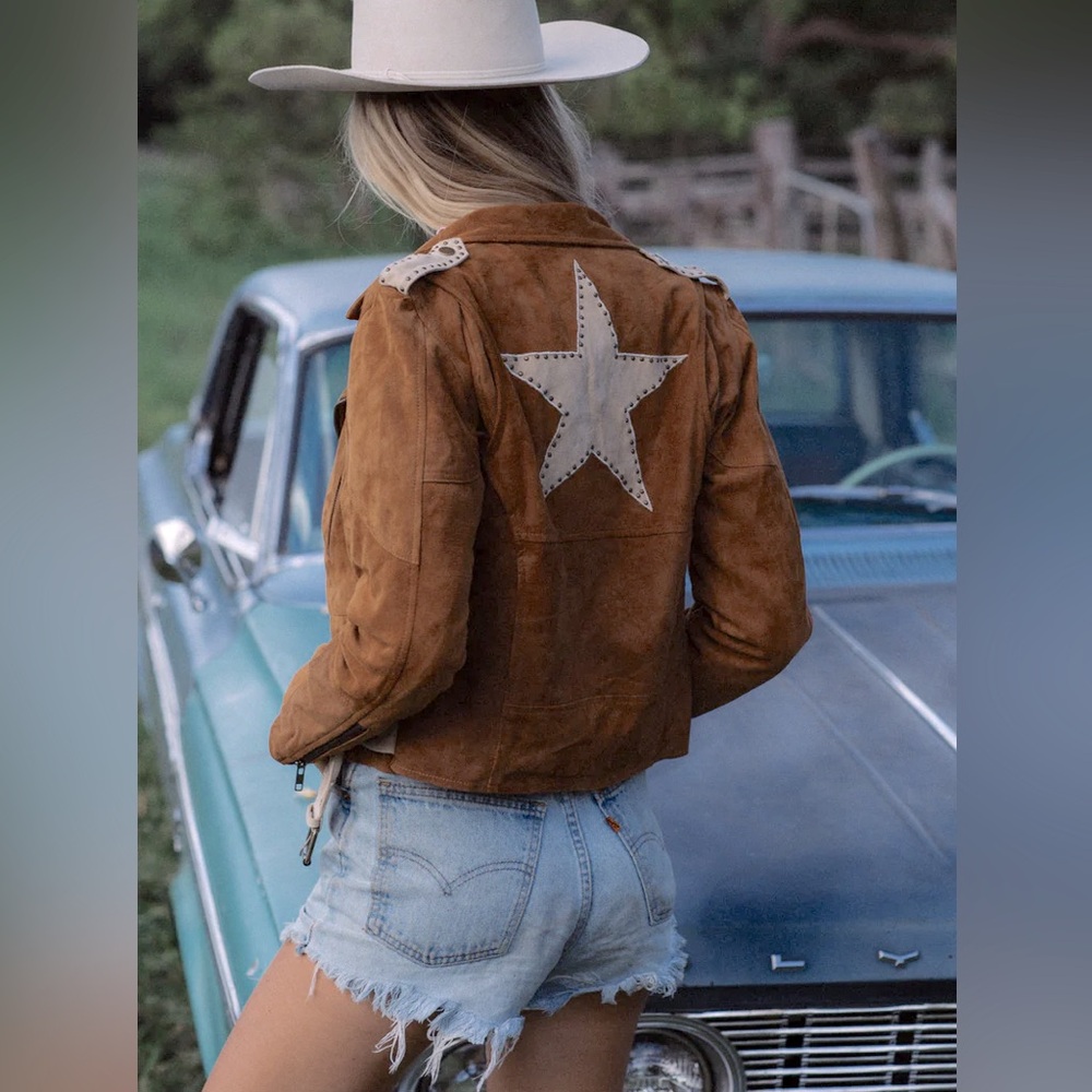 Chasing Unicorns💫 Lone Star Suede Biker Jacket sz S